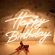 Happy Birthday Neon Sign LED Light USB Powered Dimmable for Birthday Party Decor picture
