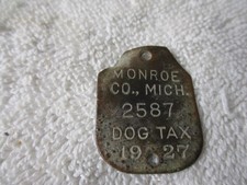 K9 Vintage 1927 Moroe County Michigan Dog Tag Tax License rare picture
