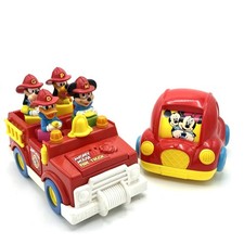 Disney Mickey Mouse Fire Truck  Toy Shape Sorter + Car Lot Vintage 1989 Mattel picture