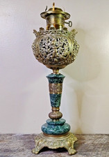 Antique ABCO Ornate Rochester Marble&Brass Cherub Victorian Electric Parlor Lamp picture