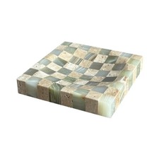 Marble Stone Green Onyx with Travertine Checkerboard Square Small Splicing Mo... picture
