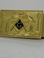 Golden Masonic Money Clip Gold Plated 3” NEW picture