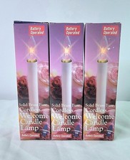 Lot of 3 Darice Cordless Welcome Candle Lamps w/ Solid Brass  Base NIB picture