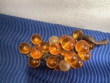 Vintage Lucite Glass Grape Cluster Amber & Yellow MCM 14 Inches Long Heavy picture