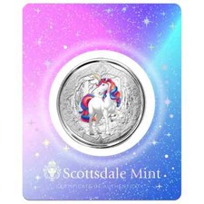 2024 - BLOSSOM - Color Unicorn 1 oz .999 FINE Silver Coin Mythical Horse Scottsd picture