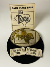 Vintage Billy Bob's Texas Belt Buckle Rhinestone Ticket Stubs Backstage Pass Lot picture
