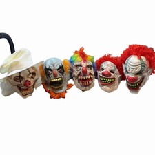 Lot of 5 Scary Clown Masks Halloween Horror Haunt Props Zagone Duplicates Set picture
