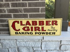 1950s Clabber Girl Bakinig Powder Double Sided Tin Advertising Sign 34” Clean picture