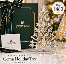 Swarovski Gema Christmas Holiday Tree Ornament Clear/Gold Crystal Metal 1pc picture
