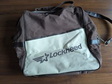 70s Vintage Lockheed Martin Canvas Bag Zipper Brown White w/ Logo Large picture