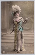 1907 PHOTOBACK Paris Real Photo Postcard Woman Feathered Hat Hand Colored RPPC picture