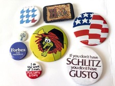Pin Badge Pinbacks Assortment Vintage Forbes Hook Schlitz Beer picture