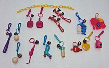 80's vintage clip on plastic bell charms yellow chain bracelet w/charms picture