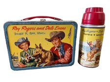 1957 ROY ROGERS & DALE EVANS & DOG BULLET   LUNCH BOX & THERMOS picture