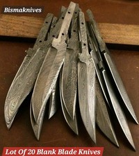 Lot of 20 HANDMADE DAMASCUS STEEL BLANK BLADE SKINNER HUNTING KNIVES 7 INCHES picture