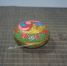 Old Antique Handmade Phoenix Painted Lacquerware Jewelry Box Home Furnishings picture