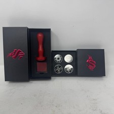 Dragonsteel Entertainment Wax Seal Stamp Kit 4 Intaglio Metal Seals Red Handle picture
