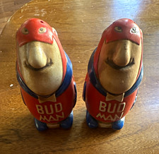 Vintage collectible Bud Man Budweiser Ceramarte Ceramic Salt & Pepper Shakers picture