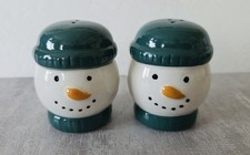 💚❤️NWT Ceramic Snowmen Salt & Pepper Shaker Set picture