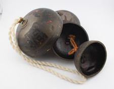 Antique or vintage metal Japanese temple shrine bells hand painted 5
