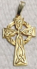 Celtic Knot Cross Pendant Has Some Age To It Gold Tone picture