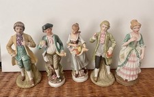 Set of Five Vintage Hand Painted Porcelian Colonial Style Figurines Rivival Deco picture