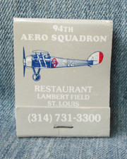 94TH AERO SQUADRON RESTAURANT ST. LOUIS MO Full Unstruck Vintage Matchbook JNS-1 picture