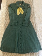 Official Girl Scouts Uniform Dress 1960s Green Vintage Kids Antique picture