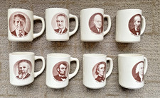 Disney  Hall of Presidents 8 Vintage  Mugs Rutherford Hays Carter LBJ Lincoln picture