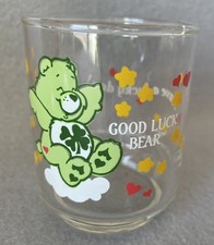 Vtg 1986 Care Good Luck Bear Glass Drinking Tumbler Collector Cup 3” Cleveland  picture