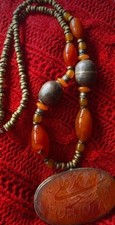Islamic silver Necklace talisman amulet Carved Carnelian Taweez Shea Quran Islam picture