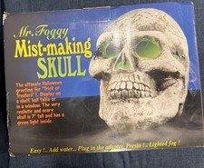 Vintage Halloween Mr Foggy Mist Making Skull Trick or Treat Decor New w/ Box picture