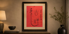 Original Manchu Chinese Calligraphy Love Framed Wall Art Matted 11x14 Gift picture