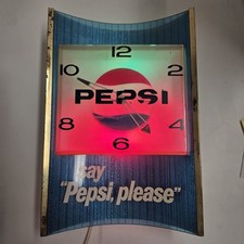  Rare Vintage Original 1960s Pepsi Cola Working Light up Clock, Tested picture