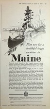 Original 1929 Vintage Travel Ad: Healthful Plan for a happy vacation in Maine picture