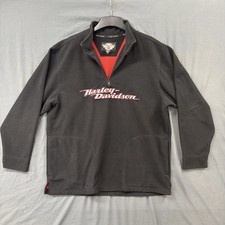 Harley-Davidson Men's XL 1/4 Zip Pullover Black Red Embroidered Logo picture