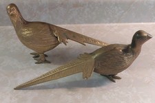 VINTAGE MID CENTURY MODERN BRASS PHEASANT SET OF TWO PAIR. picture