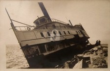 John H. Starin New Haven Line Shipwreck Bridgeport CT 1909 RPPC Postcard COPY picture