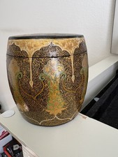 Beautiful Antique Late 19th Century Kashmir Paper Mâché Tobacco Canister picture