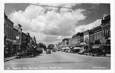 RPPC WIS Power & Light Superior Ave Antique Car Wisconsin Real Photo Postcard picture