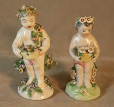 Pair George III Period English Derby Porcelain Flower Bearing Children c. 1790 picture