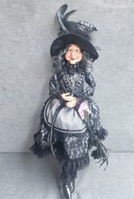 Moonlight Manor Halloween WITCH w Broom Poseable Shelf Sitter 24