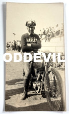 RARE 1930s Smokey Joe Petrali on Harley Davidson Motorcycle racing photo picture