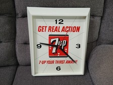 Vintage 7UP Soda Electric Clock “Get Real Action” Fully Working 1960’s picture