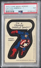 1975 Topps Comic Book Heroes Captain America 1  Sticker NM  PSA 8 - SET BREAK picture