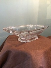 VTG MCM Clear Dish Unmarked Retro Vibe Nice Lines Unique Shape 1980 picture
