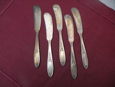 Set Of 5 Oneida Silver Enchantment Bounty Flat Handle Butter Spreaders 5 1/2