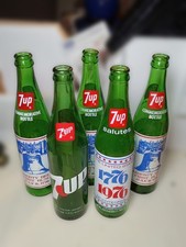 Vintage 7Up Bicentennial Bottle Lot 1976 Liberty Bell 16oz Green Glass Soda Pop picture