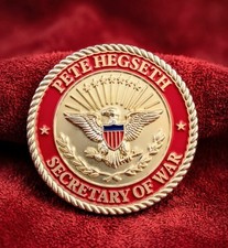 Rare Authentic Trump Secretary Of War Pete Hegseth Challenge Coin picture