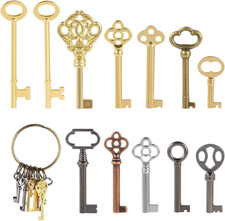 12pcs Skeleton Key Set | Universal Hollow Barrel Keys for Antique Cabinet Door picture